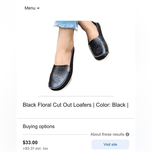 Black Floral Cut Out Loafers Size 38 (8.5) NWT - Picture 2 of 5